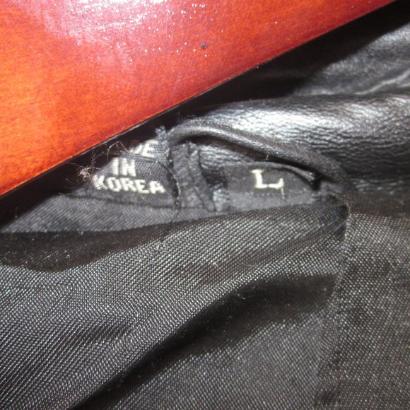 Men's black Leather Coat Sz L - Picture 14 of 15